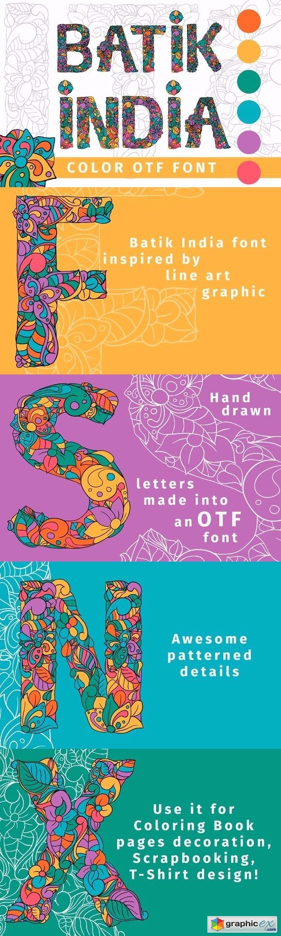 Batik India Color Font