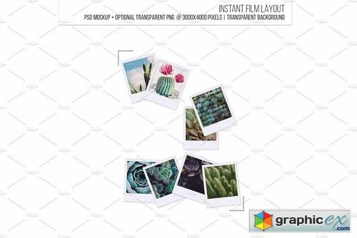 Instant film layout template mockup