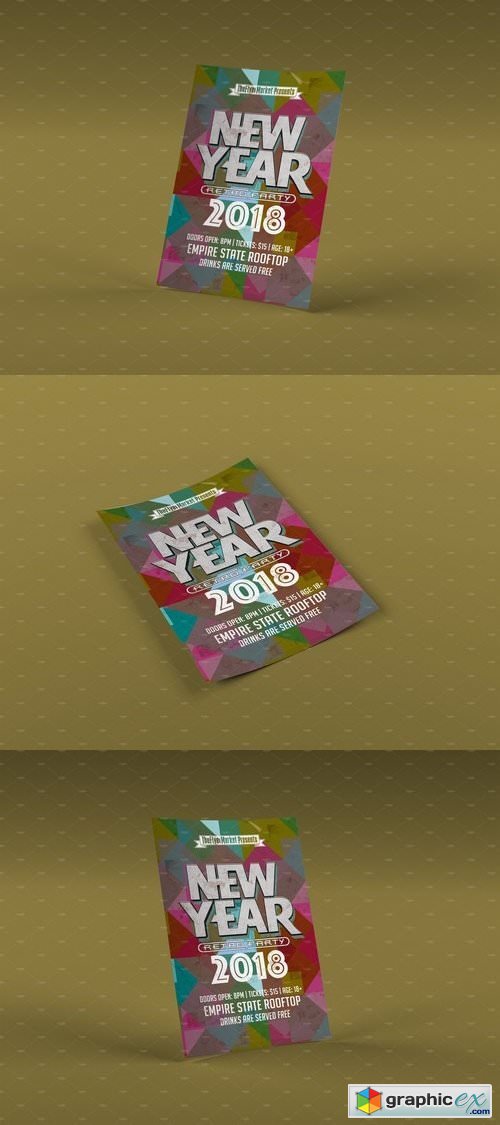 2018 Retro New Year Flyer Template