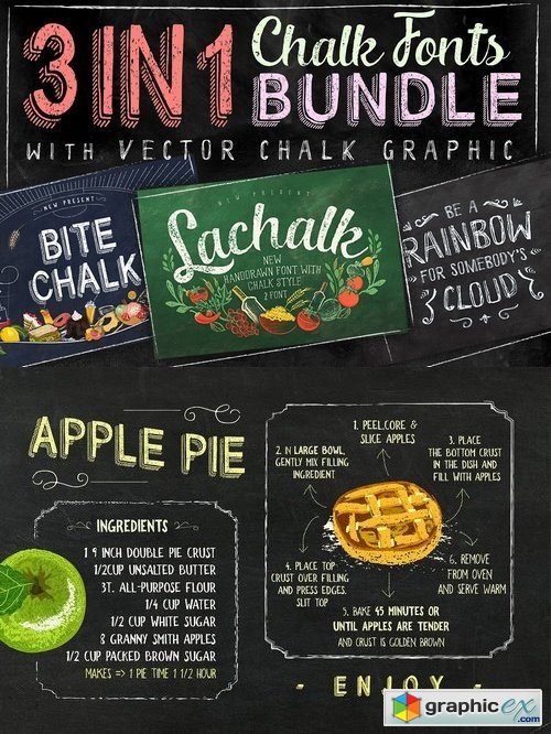 3 IN 1 Chalk Fonts Bundle + Extras