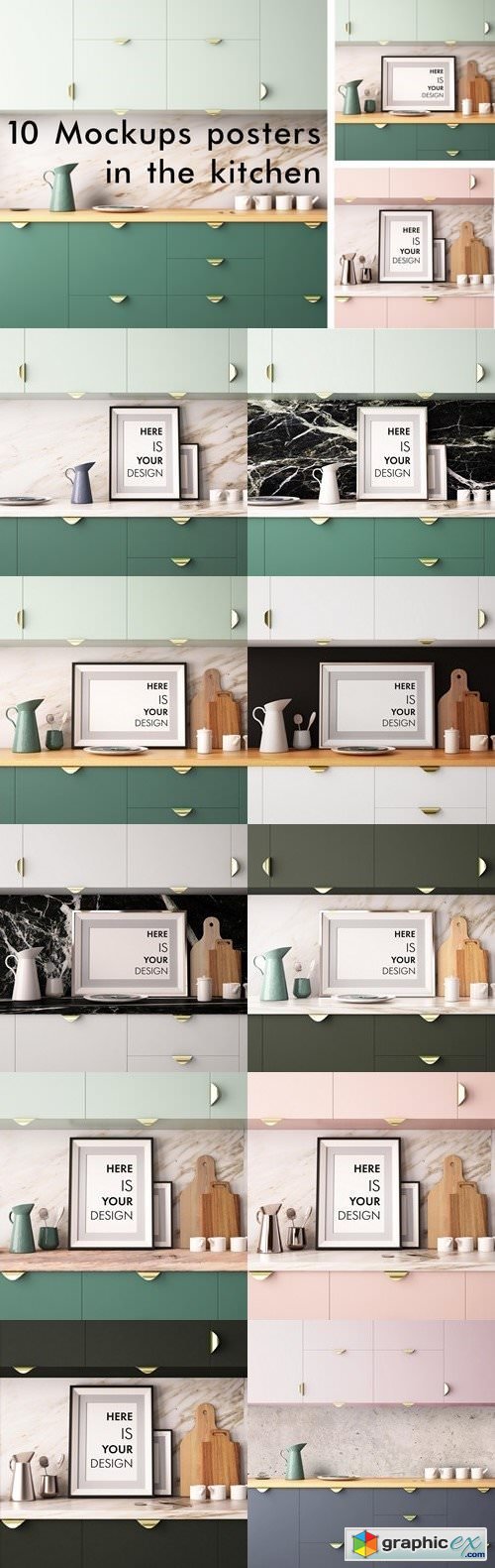 10 Mockups posters in the kitchen