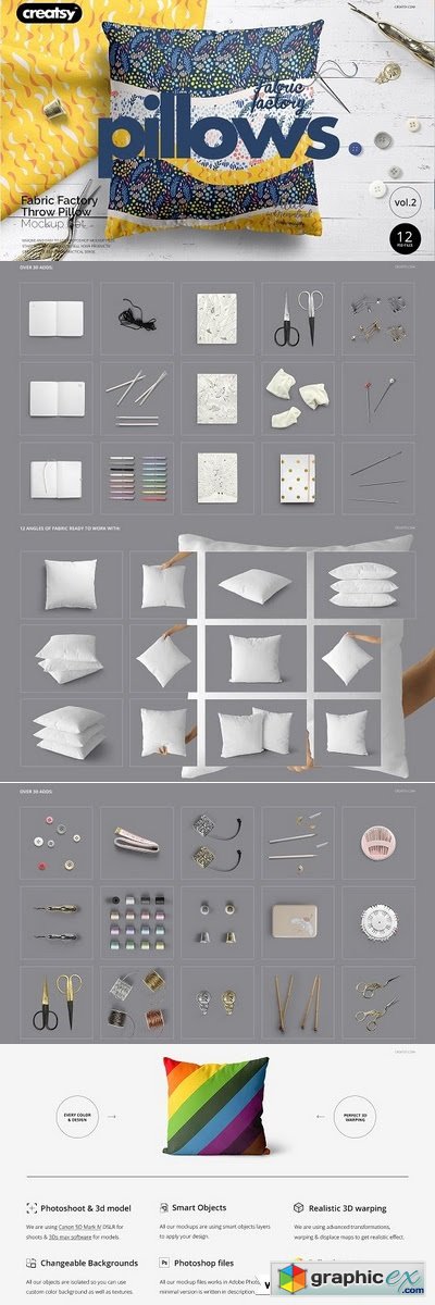 Fabric Factory vol. 2 Pillow Mockup