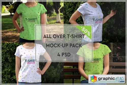 T-Shirt All-over Mock-up Pack #1