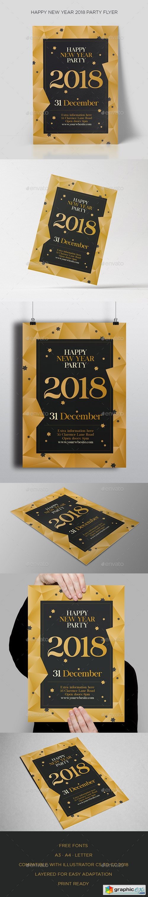 Happy New Year 2018 Party Flyer