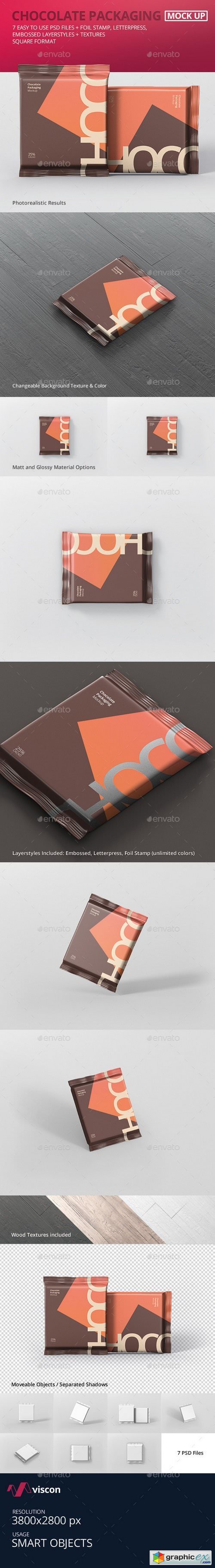 Foil Chocolate Packaging Mockup - Square Size