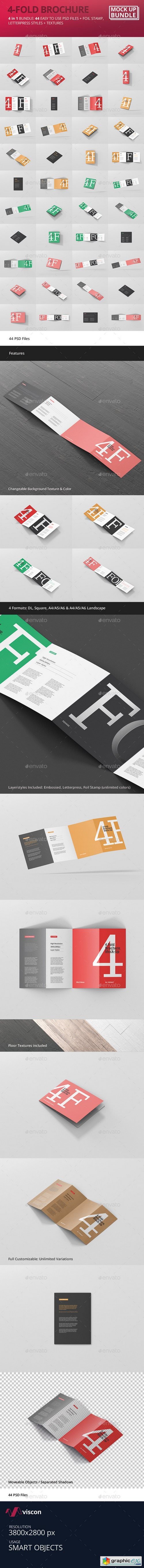 4-Fold Brochure Mockup Bundle