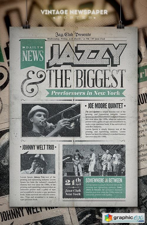 Jazz | Vintage Newspaper Poster