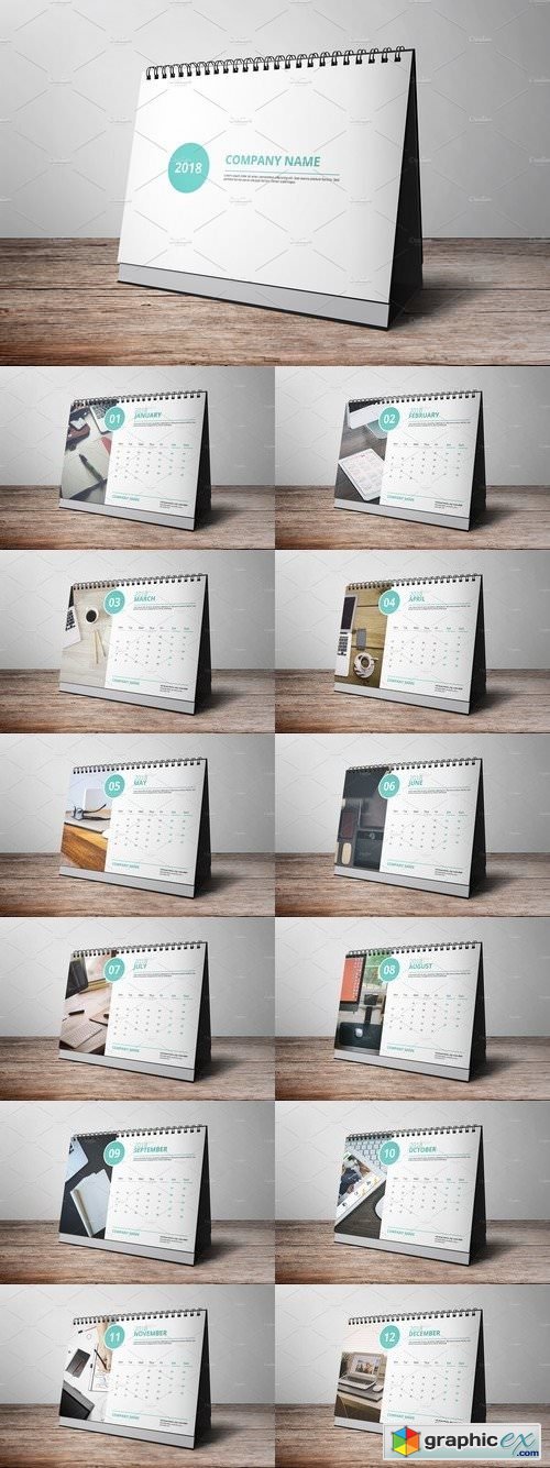 Desk Calendar Template 2018 - V09