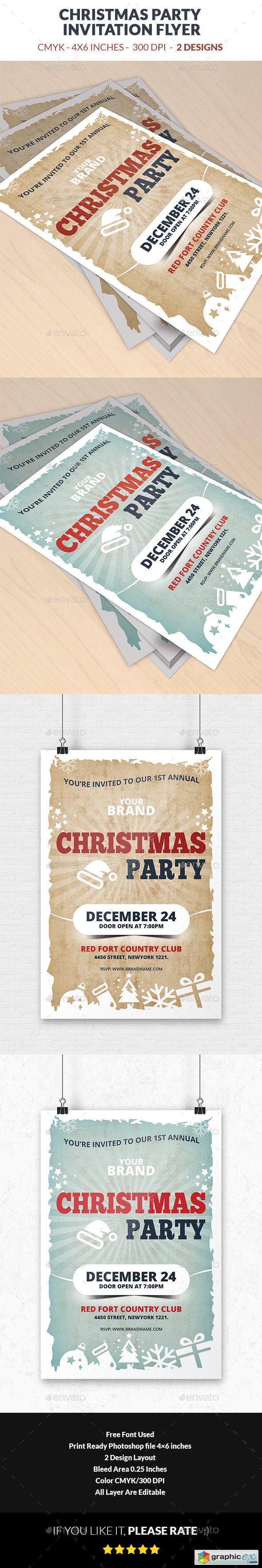 Christmas Party Invitation Flyer Template