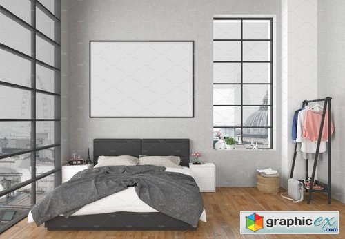 Bedroom mockup - blank wall mock up