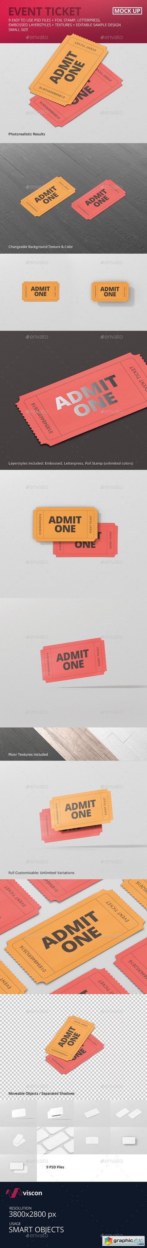 Event Ticket Mockup - Small Size
