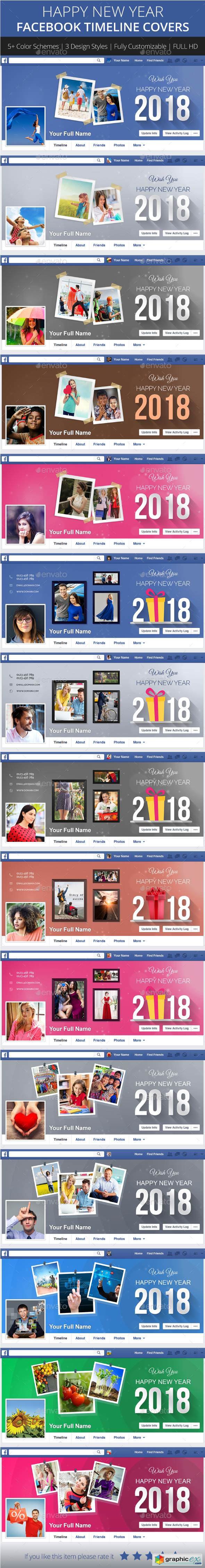 2018 Happy New Year Facebook Timeline Cover Template
