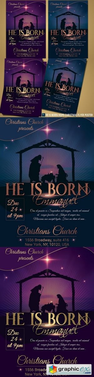 He Is Born Hope Christmas Flyer Post