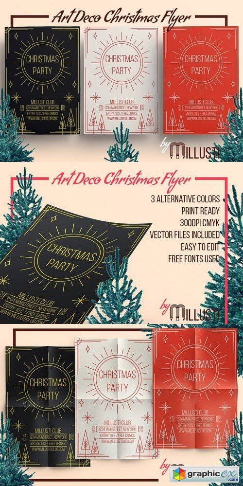Art Deco Christmas Flyer Template