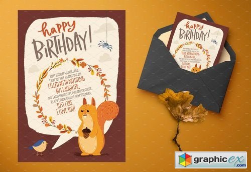 Autumn inspired kids birthday cards