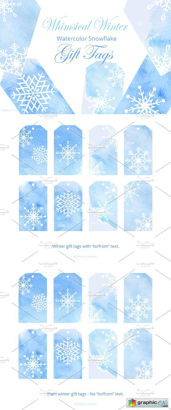 Watercolor Snowflake Gift Tags