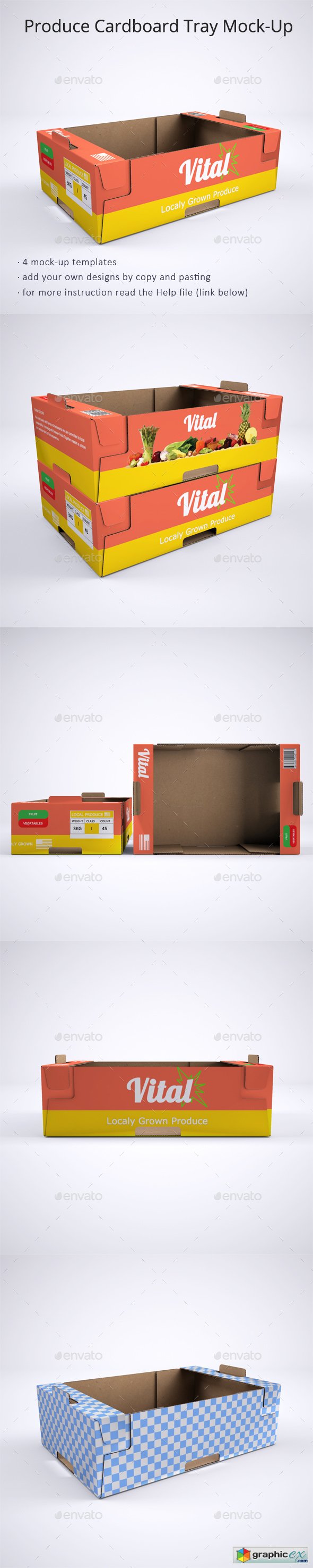 Produce Cardboard Tray or Box Mock-Up