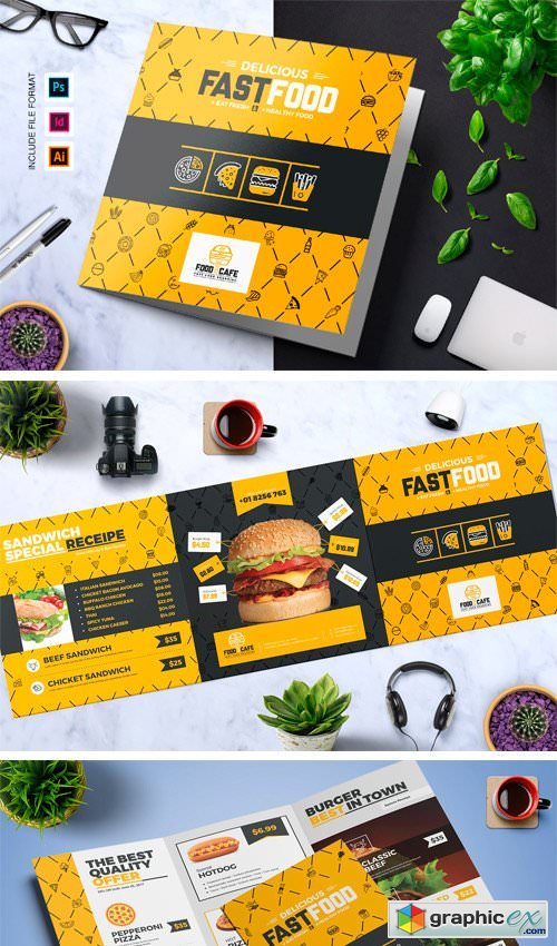 Fast Food Tri-Fold Brochure Template