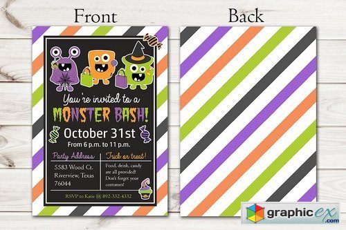 Kids Halloween Invitation Monsters