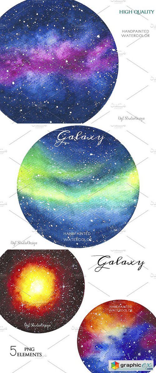 Watercolor galaxy space clipart