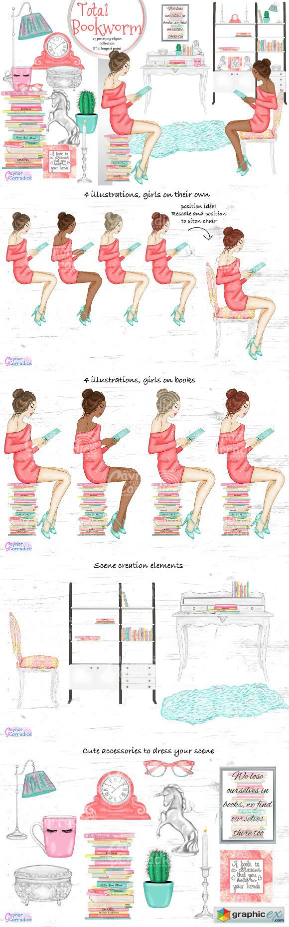Total Bookworm Clipart collection