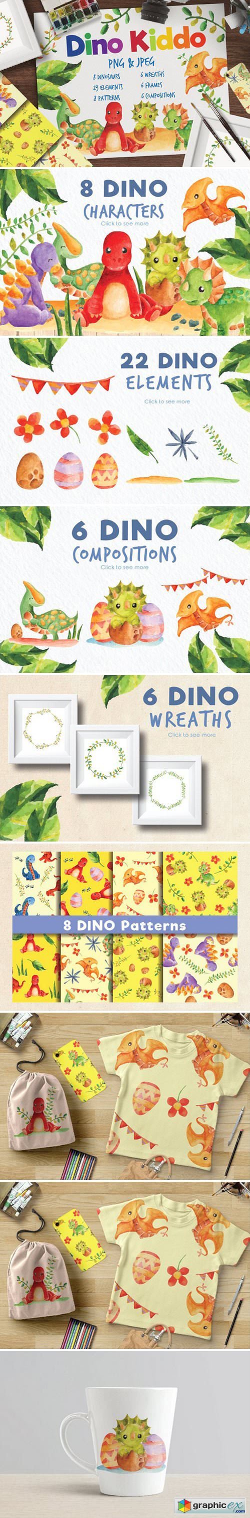 Dino Kiddo Watercolor Set