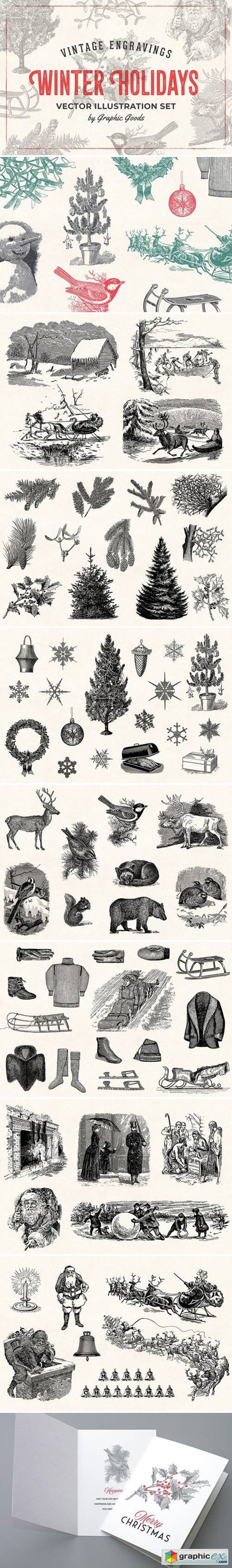 Winter Holidays - Vintage Engravings