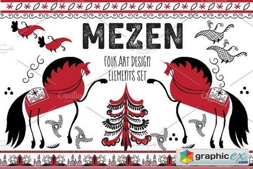 Mezen Folk Art Elements Design Set