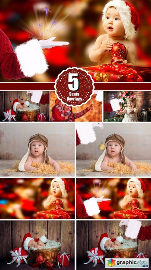 Santa Hand, Christmas photo overlays