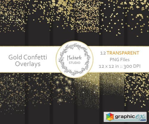 Gold Confetti Digital Overlays