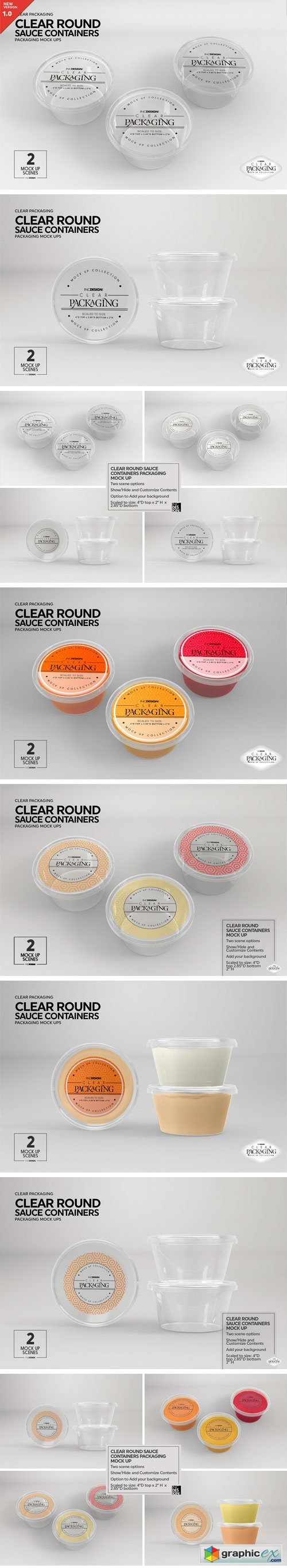 Clear Round Sauce Containers MockUp