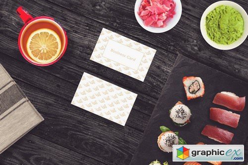 Sushi Bar Business Card Mock-up #3