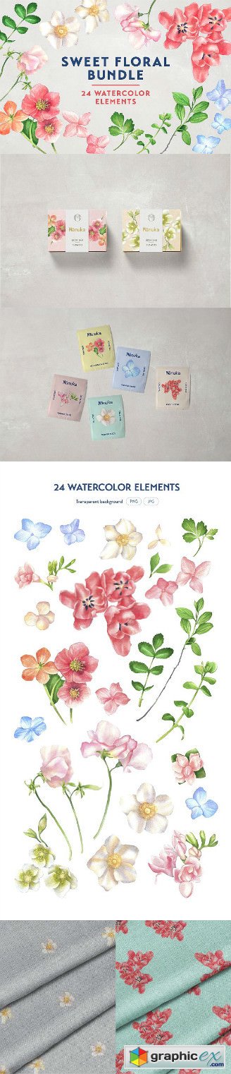Sweet Floral Watercolor Bundle