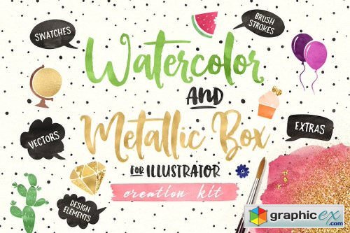 (AI) Watercolor and Metallic Box