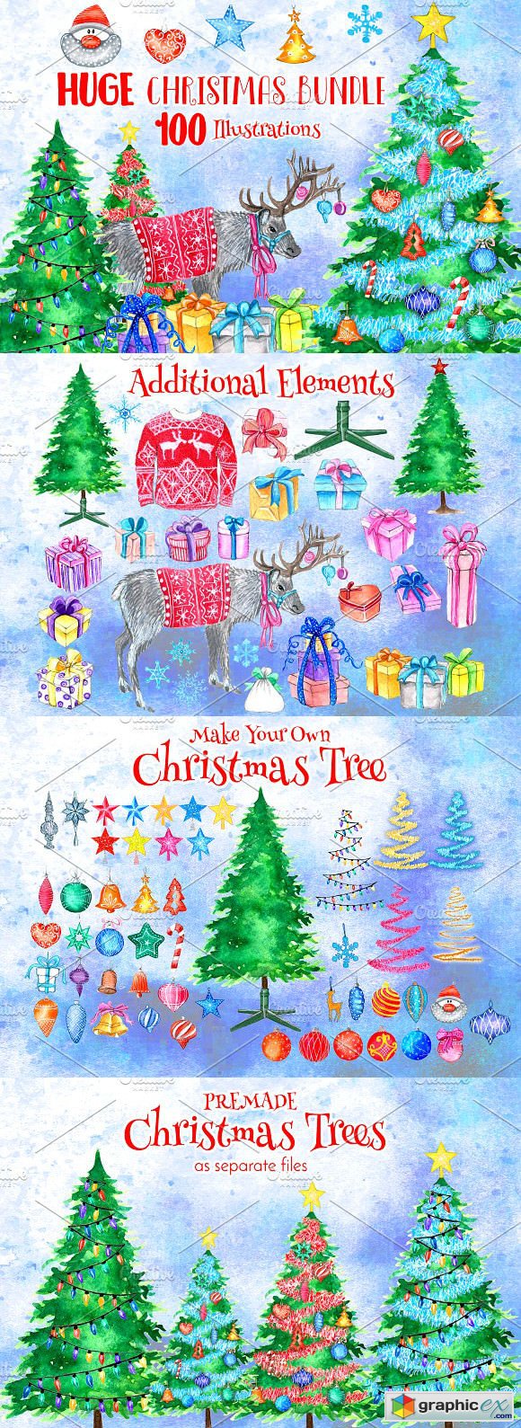 HUGE Christmas Watercolor Pack