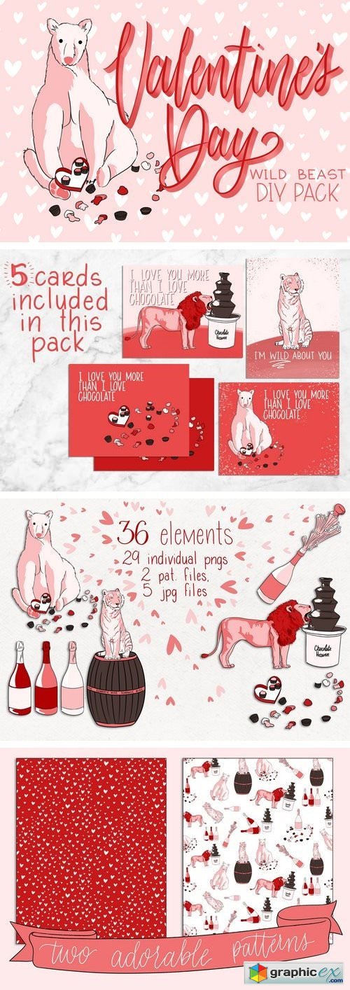 Valentines Day Wild Animals DIY Pack