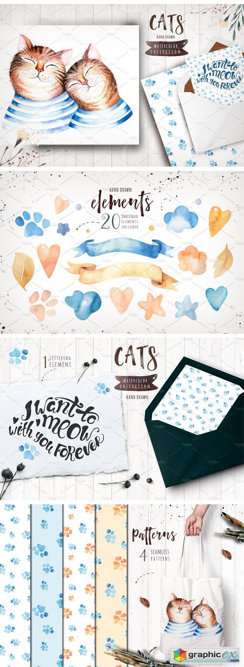 Watercolor Cats Collection