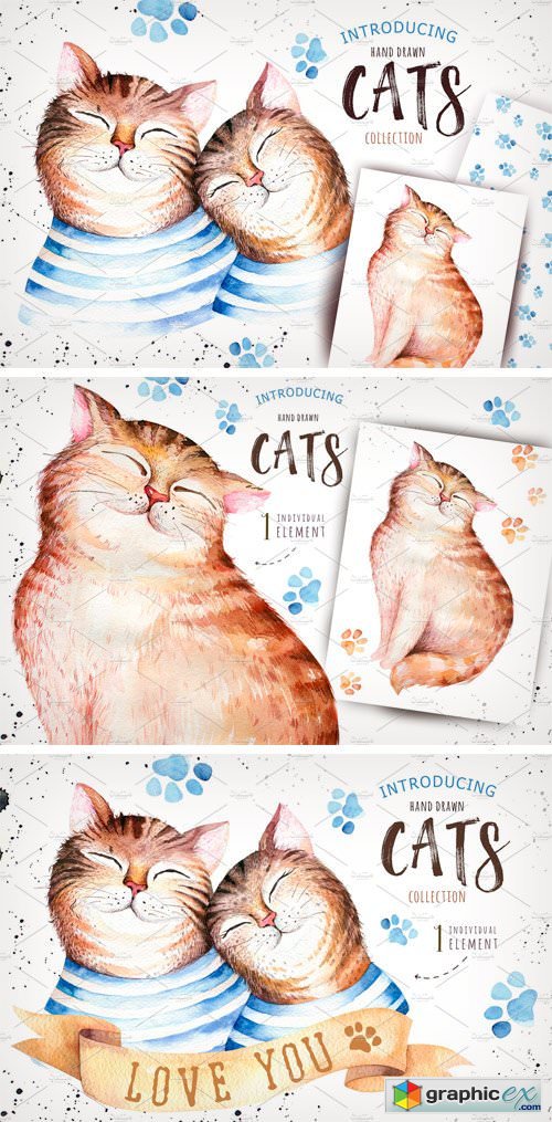 Watercolor Cats Collection