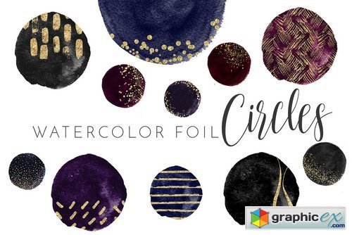 Watercolor Circle Foil Elements