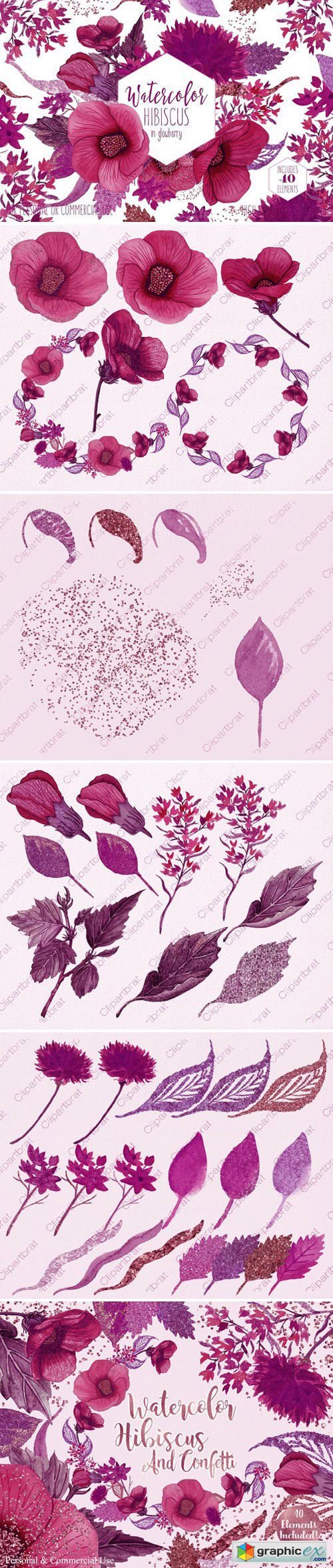 Wine Pink Tropical Floral Graphics