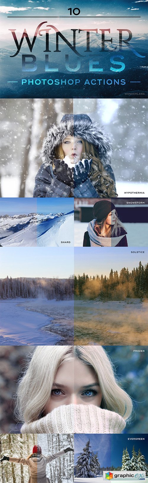 10 Winter Blues Photo Effect Actions for Photoshop