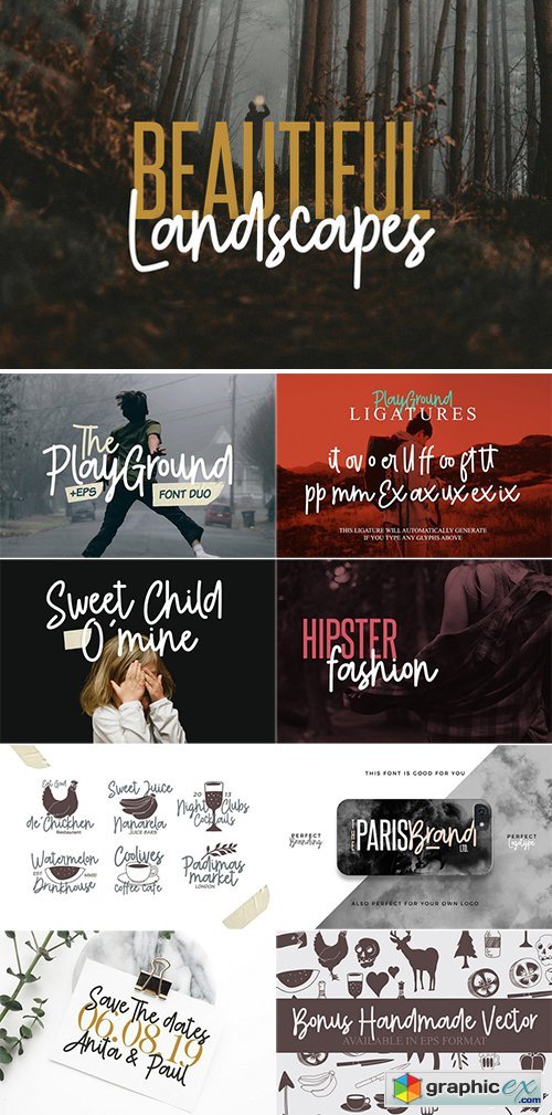 Play Ground Font Duo + Illustrations