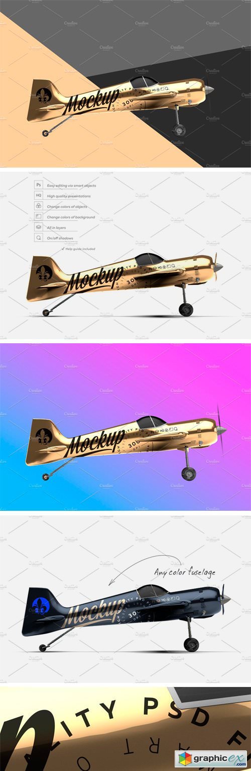 GOLD AEROBATIC AIRCRAFT MOCKUP