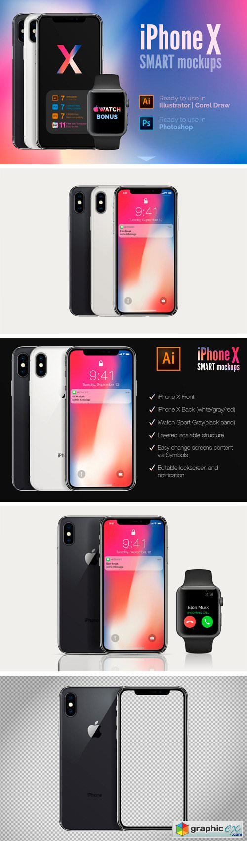 Apple iPhone X mockups (PSD+AI)