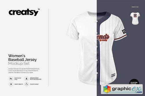Download Women's Baseball Jersey Mockup Set » Free Download Vector Stock Image Photoshop Icon