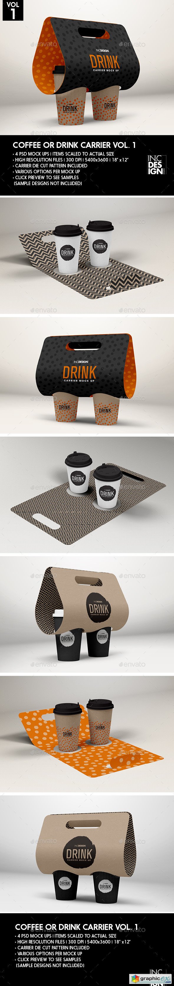 Coffee or Drink Take out Carrier Vol1 Packaging Mock Up