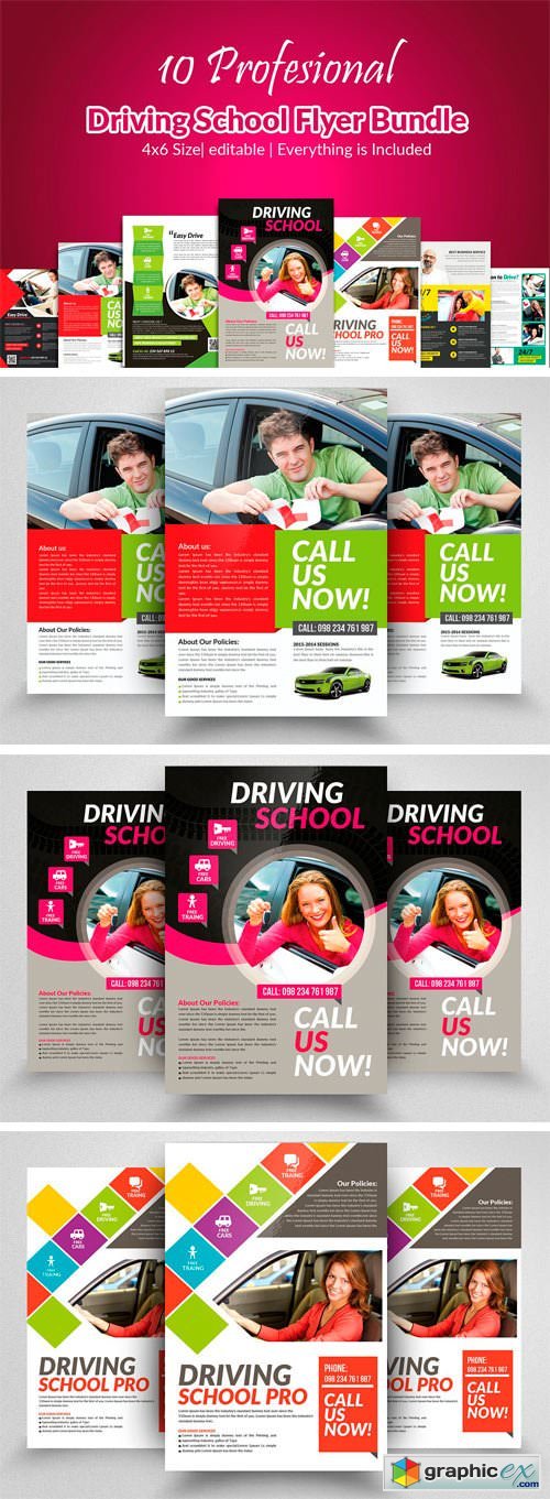 10 Learn Driving School Flyer Bundle