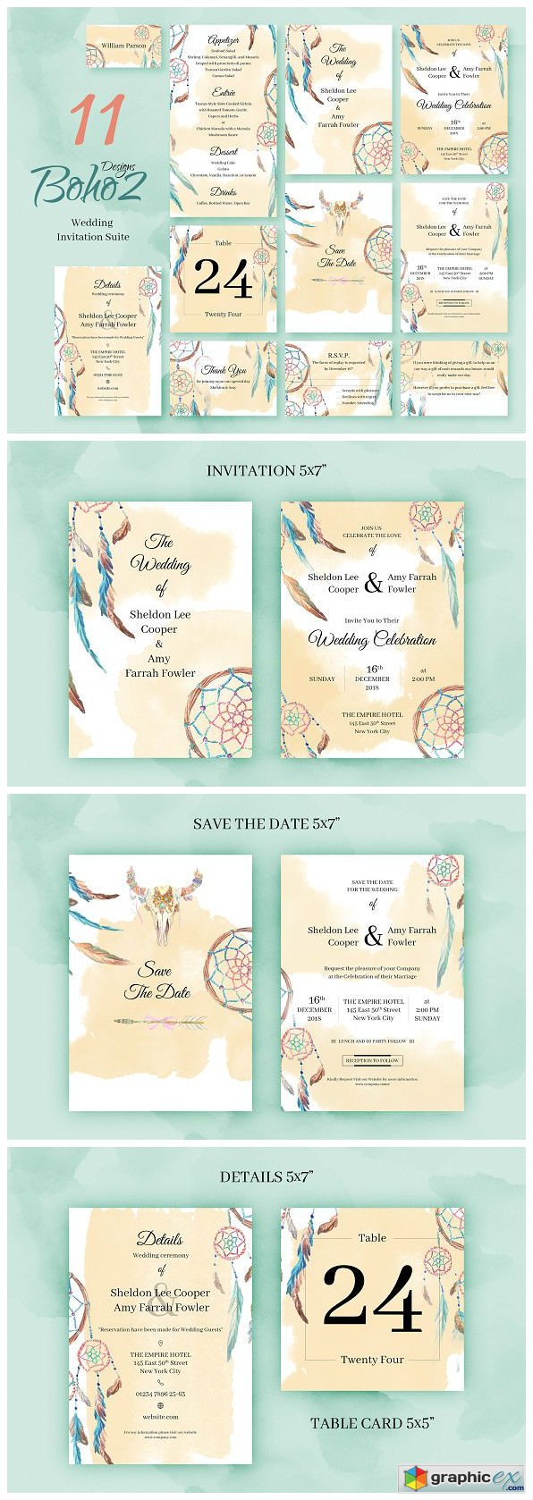 Boho2 Wedding Invitation Package