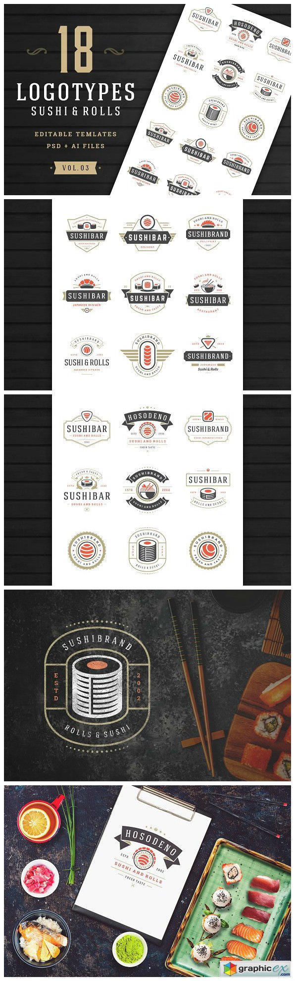 18 Sushi Bar Logos and Badges