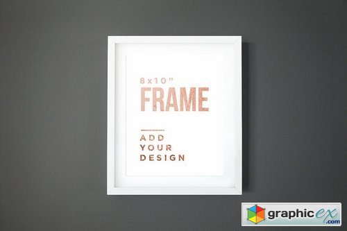 8x10 white frame on grey wall